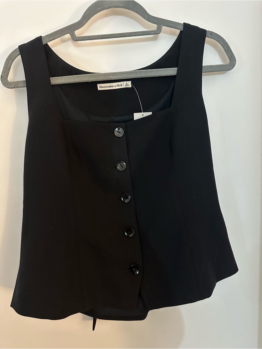 Abercrombie & Fitch Black Square-Neck Button Tank